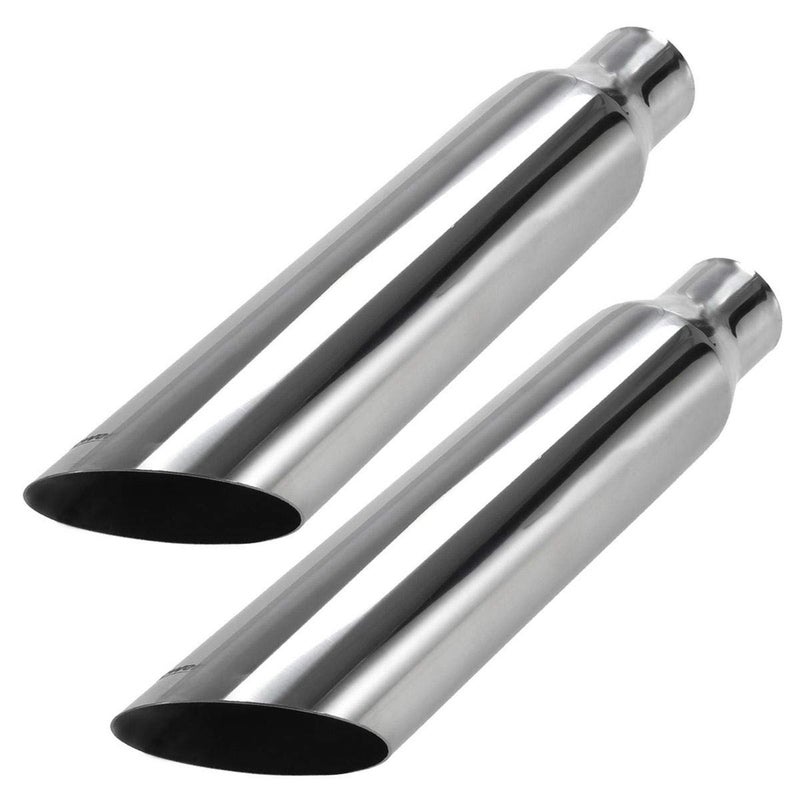 Upower 2 PCS Universal Stainless Steel Exhaust Tip 2.25" Inlet 3.5" Outlet 18" Long Car Truck Weld On Exhaust Tailpipe Tips Slant Cut - Image 1